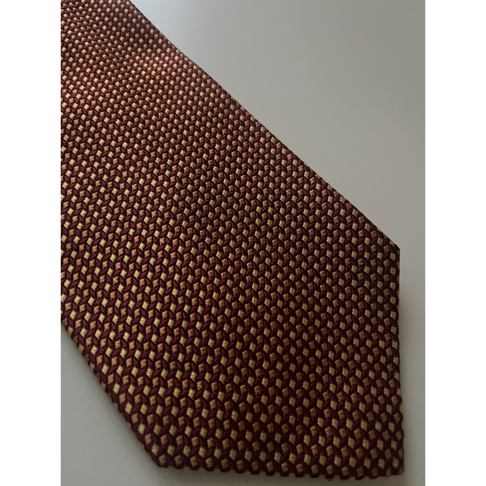 HICKEY FREEMAN Orange Geometric Silk Tie Made USA Woven Italy 59" X‎ 3 3/4"